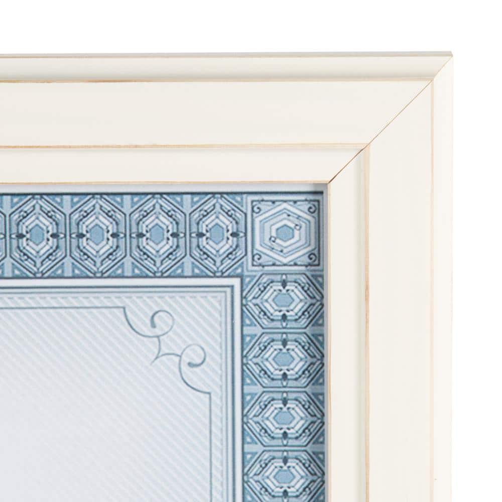 Distressed Soft White Solid Wood 8.5x11 Document Frame
