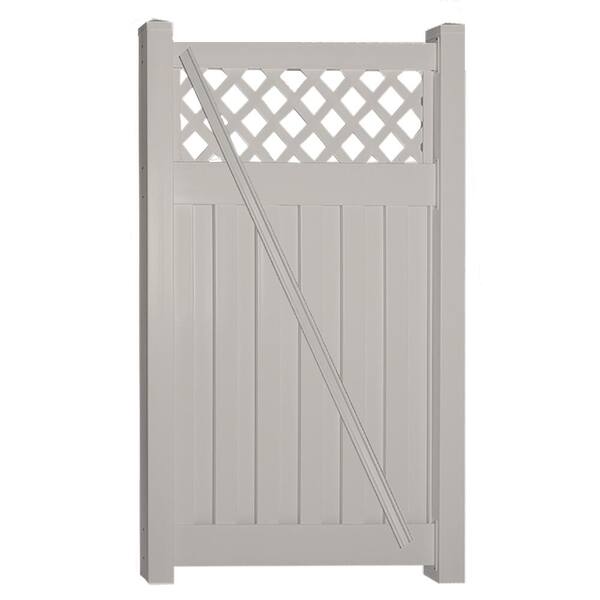 Weatherables Clearwater 4 ft. W x 5 ft. H Tan Vinyl Privacy Fence Gate Kit