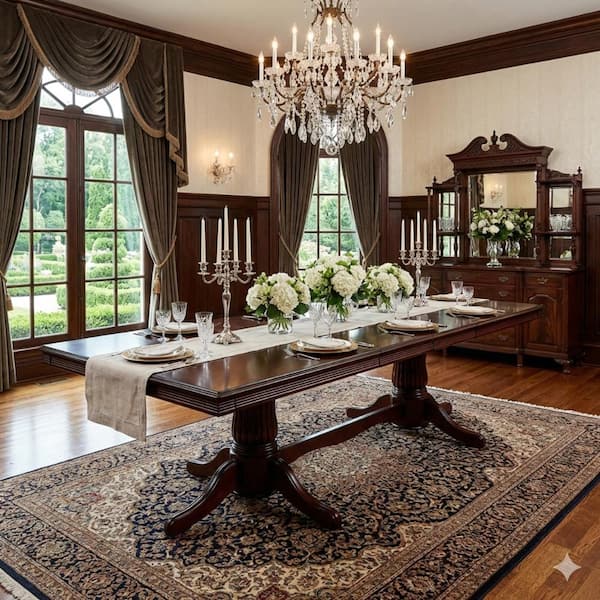 Oakland Living Traditional 118 Inch Rectangular Extendable Dining