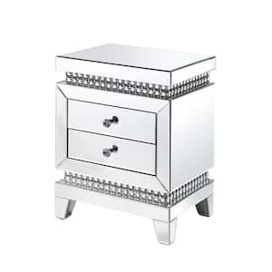 Lotus Mirrored 2 -Drawer 14 in. W Nightstand