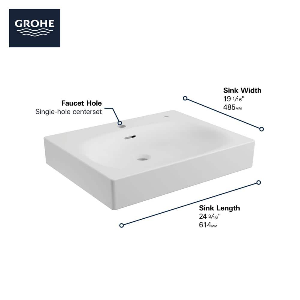 Eurocube Alpine White 24" Ceramic Wall-Mount Bathroom Sink