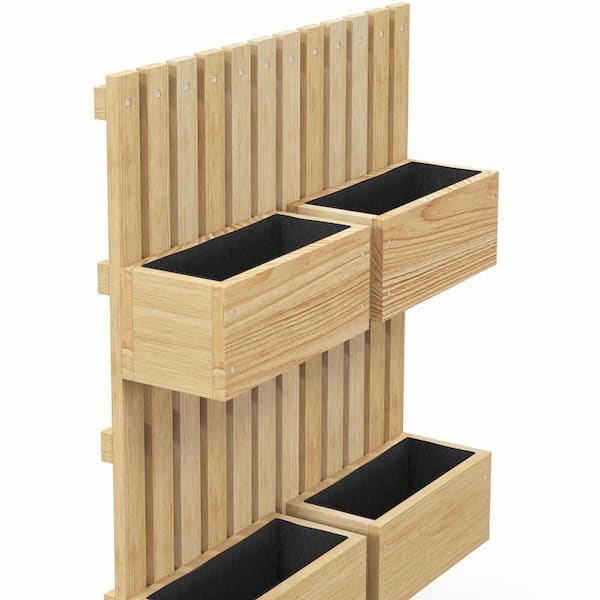 Unbranded 4-Box Raised Garden Bed with Adjustable Trellis, Wall-Mounted Wood Planter Box Set for Climbing Plants and Vine Flowers
