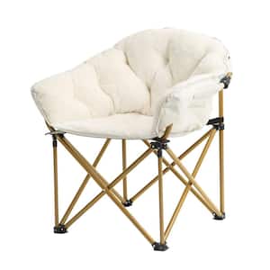 White Cotton Faux Fur Saucer Chair