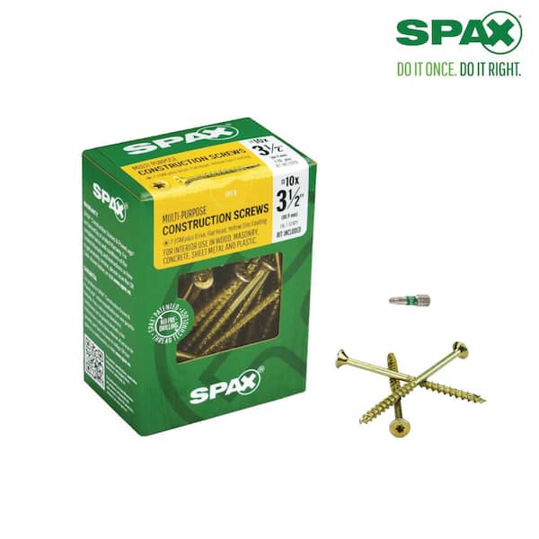 SPAX #10 x 3-1/2 in. T-Star Plus Drive Flat Head Partial Thread Yellow Zinc Coated Multi-Material Screw (57 per Box)