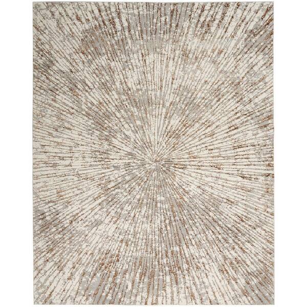 Inspire Me! Home Decor Metallic Grey Mocha 9 ft. x 12 ft. Abstract ...