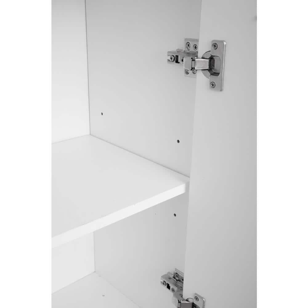 Contemporary White 40.8" Tall Bathroom Cabinet with Adjustable Shelving