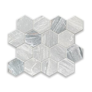DIP Charcoal Travertine Hex 12 in. x 12 in. Peel and Stick PVC Aluminum Tile Backsplash (10 sq. ft/10 Pack)