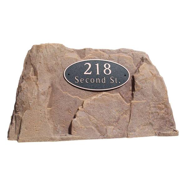 Dekorra 39 in. L x 21 in. W x 21 in. H Plastic Rock Cover with Oval Sign in Orange/Burgundy