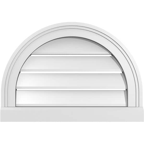 Ekena Millwork 20 in. x 14 in. Round Top White PVC Paintable Gable Louver Vent Functional