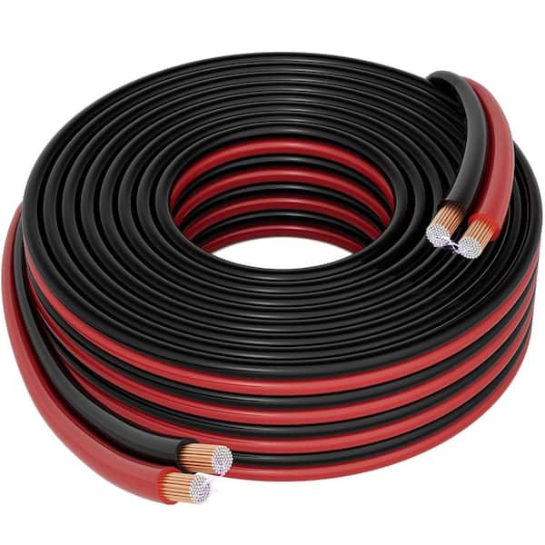 14 / 2 Gauge 30 ft. Red Black Stranded Copper Clad Aluminum In-Wall Speaker Wire for Car Audio and Home Theater