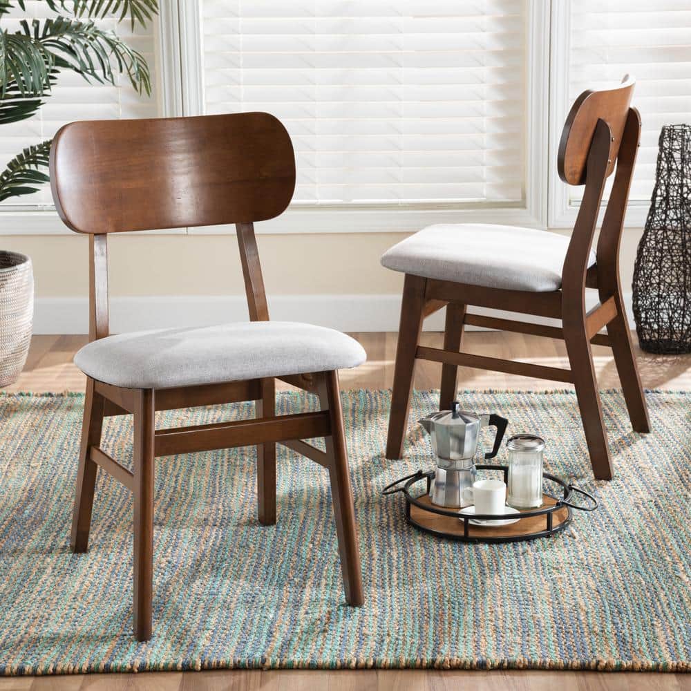 Walnut Brown and Grey Low-Profile Cane Arm Chair