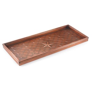 34.5 in. x 14.5 in. Stars Multi-Purpose Copper Finish Boot Tray for Boots, Shoes, Plants, Pet Bowls, and More