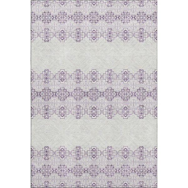 Addison Rugs Mayfield Premium Machine Washable Abstract AMF970 Purple 8 ft. x 10 ft. Area Rug