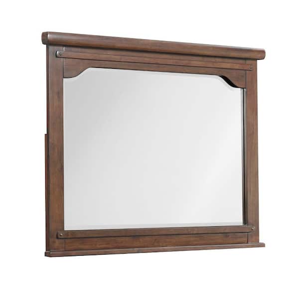 Benjara 36.25 in. H x 2.25 in. W x 46 in. D Modern Rectangular Framed Brown Wooden Mirror with Molded Trim