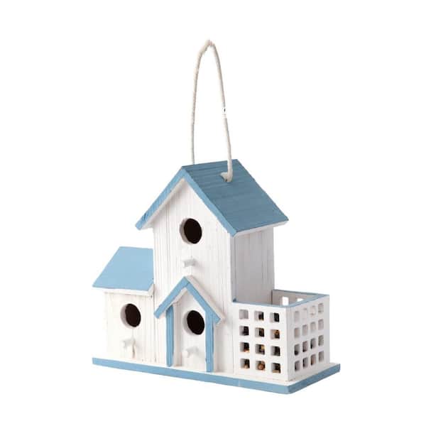 11.41 x 4.84 x 10.07 in. Wood Hanging Premium Bluebird Birdhouse with 3 Hole for Outside Garden and Yard