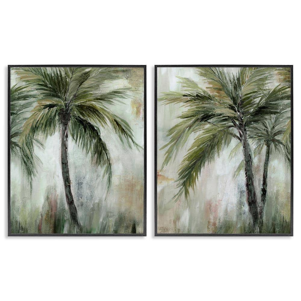 Stupell Industries Palm Trees Impressions by Nan 2 Pieces Black Framed ...