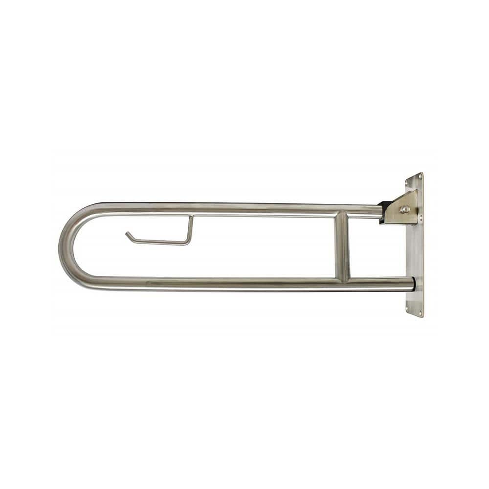 CSI Bathware 29 in. FlipUp Grab Bar with Toilet Paper Holder in Satin