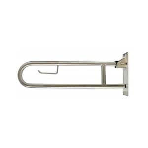 29 in. Flip-Up Grab Bar with Toilet Paper Holder in Satin Stainless