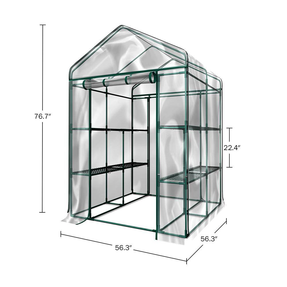 Clear PVC Walk-In Greenhouse with 8 Sturdy Shelves