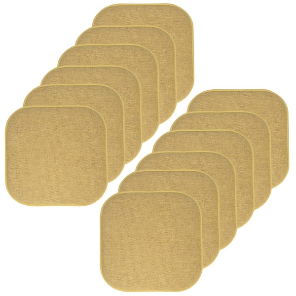 Sweet Home Collection Alexis Gold 16 in. x 16 in. Non Slip Memory Foam Seat Chair Cushion Pads (12-Pack)