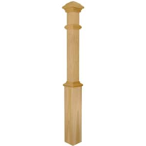 Stair Parts 4191 55 in. x 5 in. Unfinished Poplar Plain Solid Core Box Newel Post for Stair Remodel