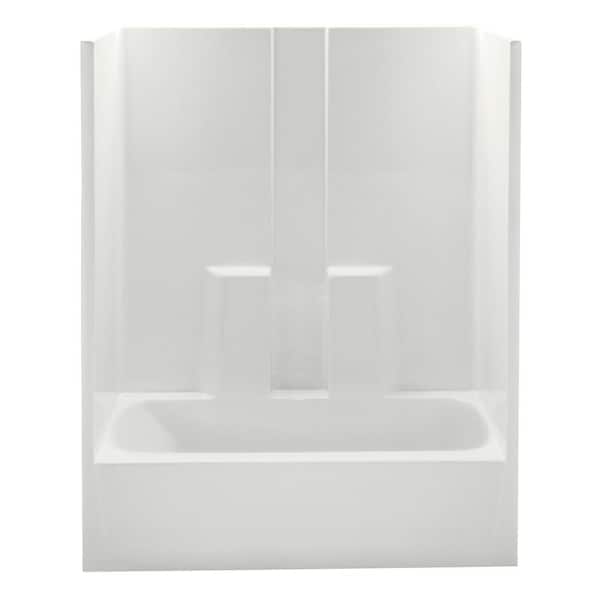 Aquatic Everyday 60 in. x 32 in. x 78.3 in. 1-Piece Bath and Shower Kit with Right Drain in White