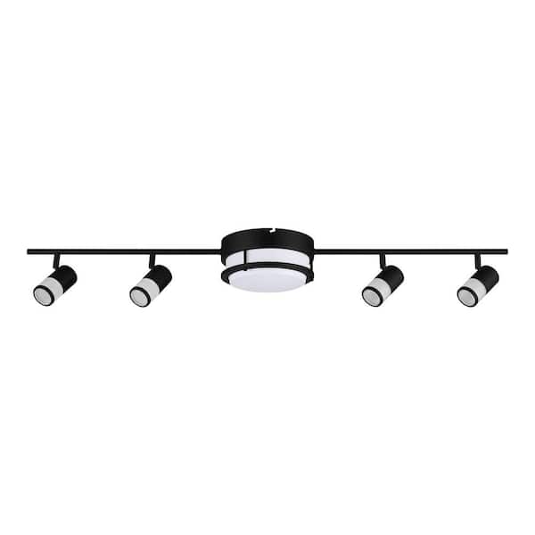 Greyrock 3.44 ft. Matte Black Integrated LED Hardwired Track Lighting Kit Flush Mount Combo with 4 Fixed Track Heads