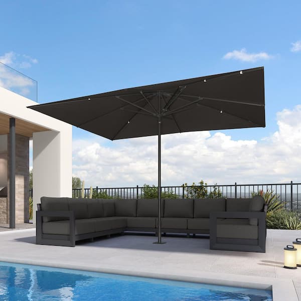 12 ft automatic patio umbrella AreShark for Outdoor, Outdoor Table Umbrella, Outdoor Patio Umbrellas with 8 Sturdy Ribs, Patio Umbrellas for Market, Garden, Deck, Backyard, Pool (Cerulean) : Patio, Lawn & Garden dyed fabric ensures color stability for up to 3 years PURPLE LEAF Stepless Tilt Cantilever