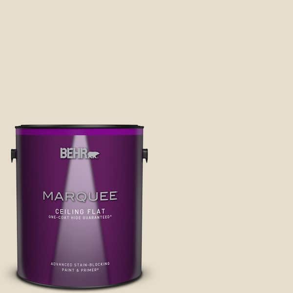 BEHR MARQUEE 1 gal. #MQ3-12 Ivory Paper One-Coat Hide Ceiling Flat Interior Paint & Primer