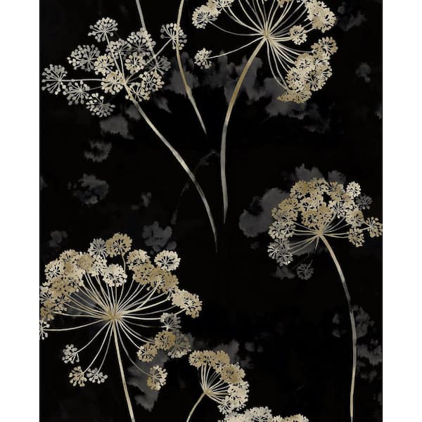 30.75 sq. ft. Ebony and Truffle The Aurelia Floral Vinyl Peel and Stick Wallpaper Roll