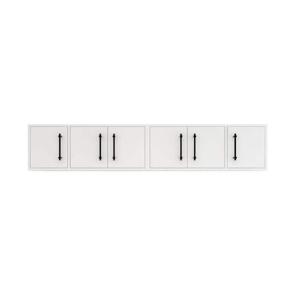 Victoria 71.2 in. W x 11.8 in. D x 13.78 in. H White Plywood Wall Overhead Floating Linen Cabinet in Gloss White