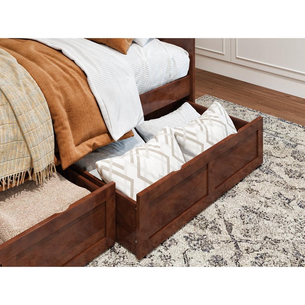 Acadia Walnut Twin Wood Daybed with 2 Storage Drawers