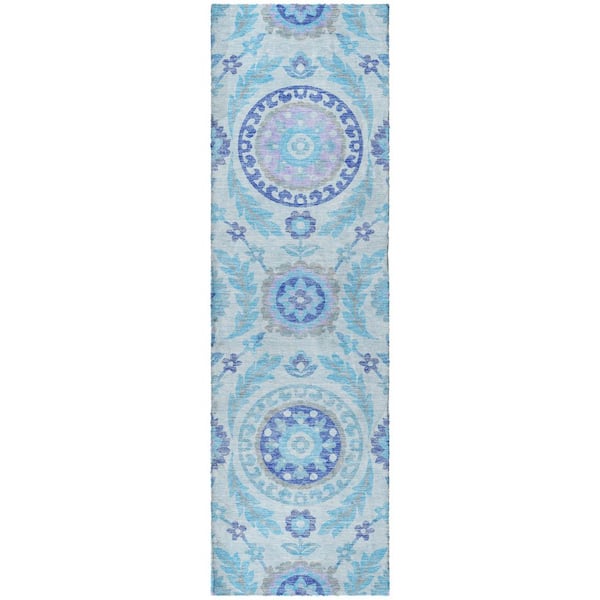 Dream Shag Premium Machine Washable Abstract ADS751 Sky 2 ft. x 7 ft. Runner Rug