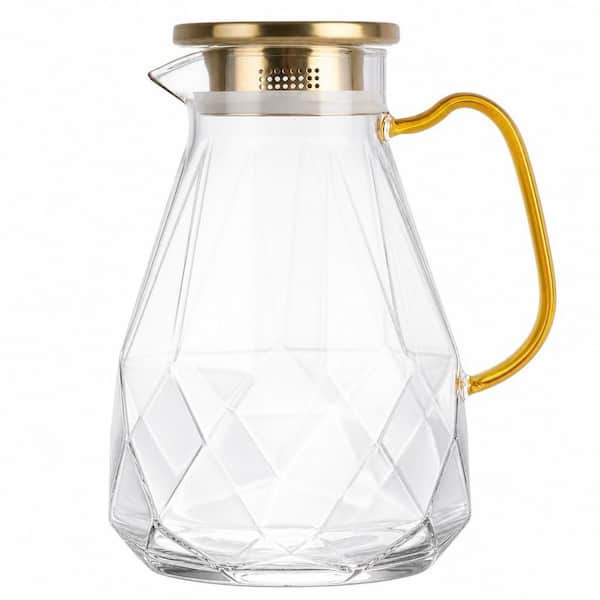 74 fl. oz. Borosilicate Glass Heavy-Duty Water Pitcher with Lid for Juice, Milk, Cold or Hot Beverages