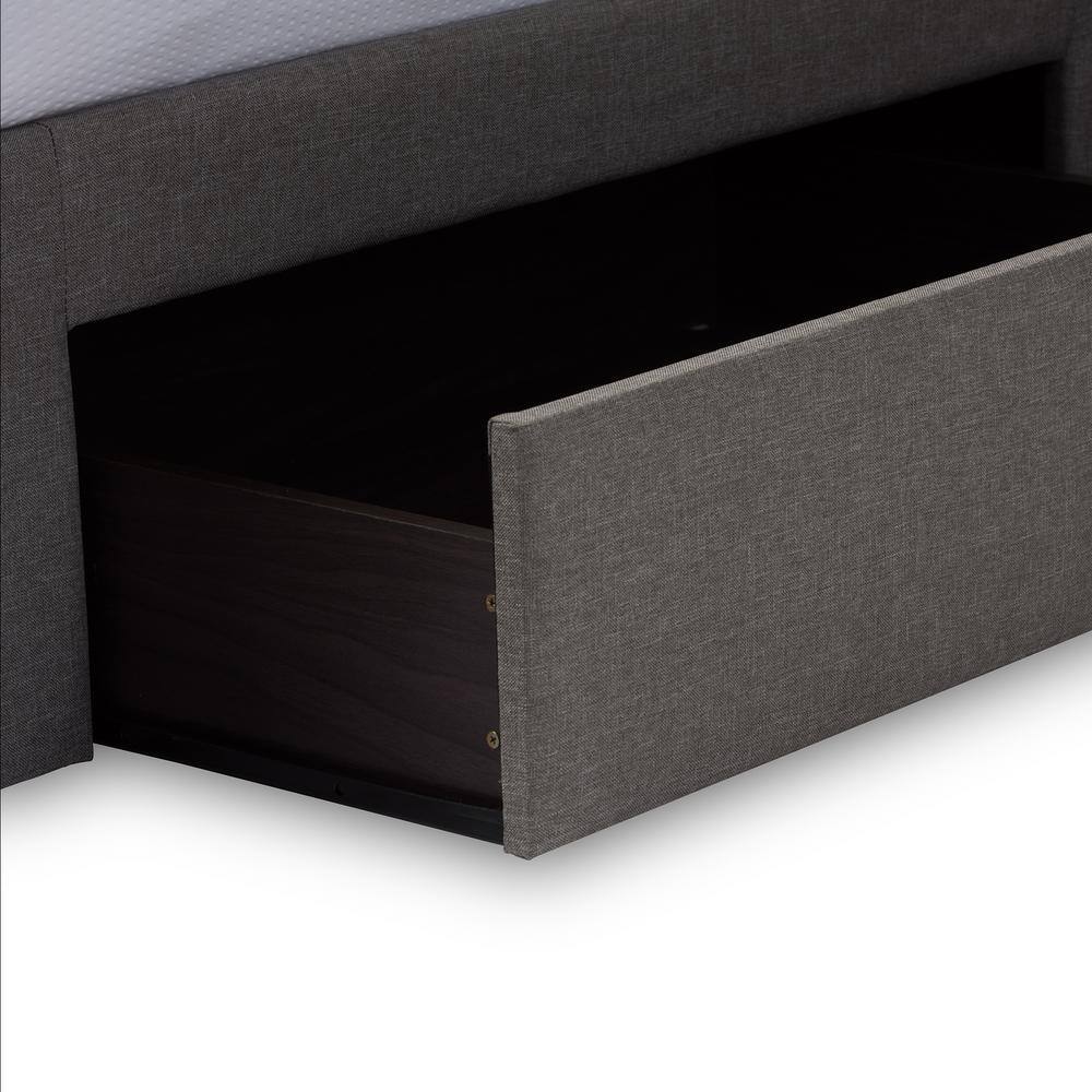 Modern King-Sized Grey Tufted Upholstered Bed with 4-Drawer Storage