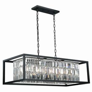 Catana 8-Light Crystal and Oil Rubbed Bronze Linear Chandelier Island Pendant Light Fixture