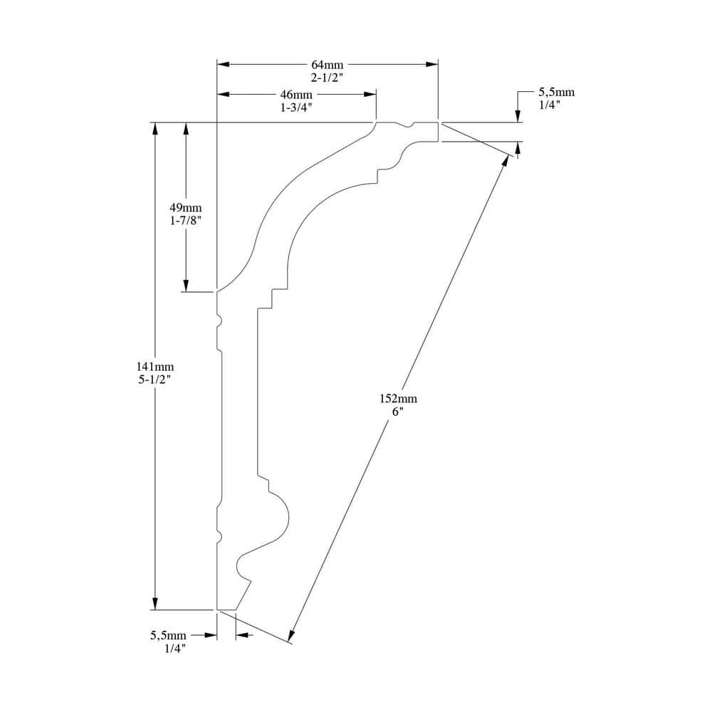 White Polyurethane Crown Moulding 78" x 6"