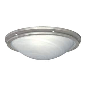 17.6 in. 3-Light Brushed Nickel Flush Mount