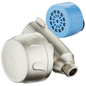 Advanced Shower Filter for Shower Heads with KDF Filtration and Built-in Bracket, Antimicrobial in Brushed Nickel