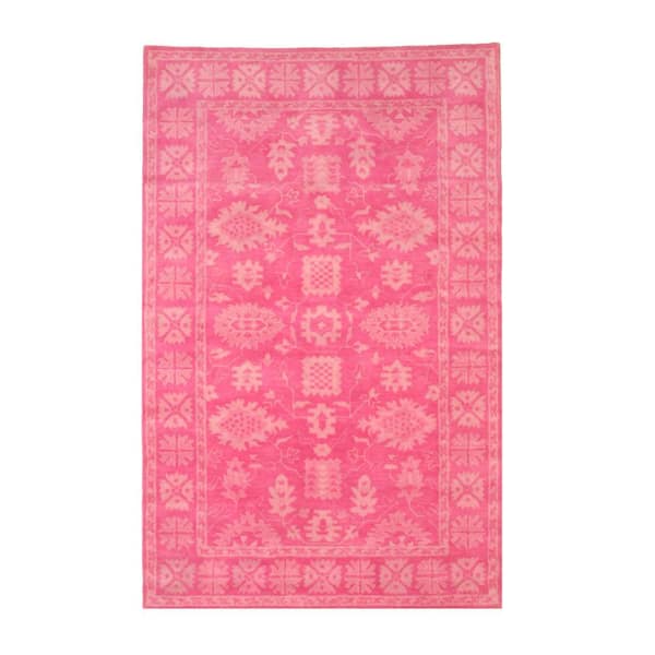 Pink 4 ft. x 6 ft. Hand-Tufted Wool Traditional Overdyed Area Rug