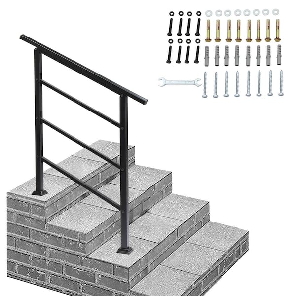 Karl home 38.3 in. H x 37.8 in. W Black Iron Stair Railing Kit
