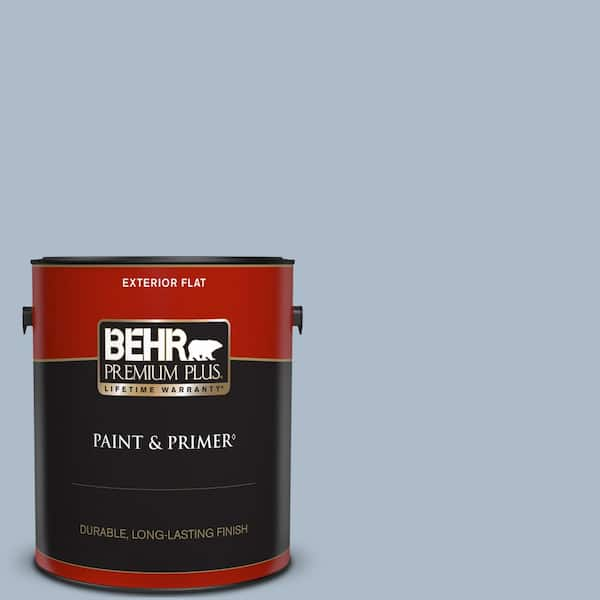 BEHR PREMIUM PLUS 1 gal. #PPU15-16 Simply Blue Flat Exterior Paint & Primer