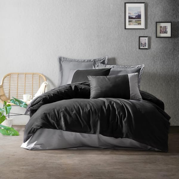 Black Gray Gentleman Duvet Cover Set, King Size Duvet Cover, 1-Duvet Cover, 1-Fitted Sheet and 2-Pillowcases, Iron Safe