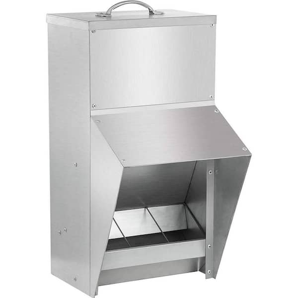 12.9 in. 6.3 in. 8.3 in. Galvanized Steel Rat Proof Chicken Feeder Weatherproof Outdoor Poultry Food Dispenser