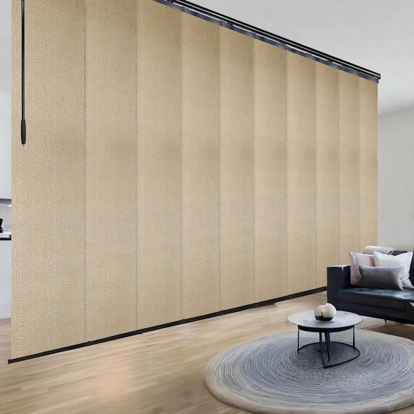 EMOH Leilani 120 in. to 218 in. W x 94 in. L Adjustable 10-Panel Black Double Rail Panel Track with 23.5 in. Slates