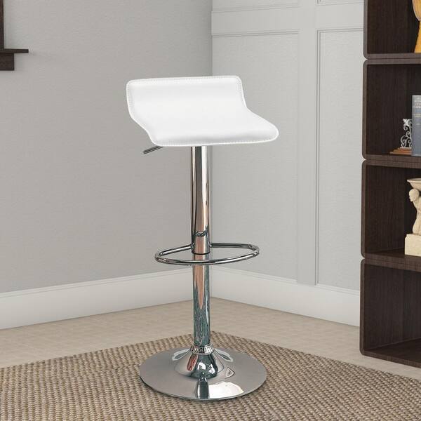 White and Chrome Adjustable Swivel Bar Stool Chair by Coaster 120391 Set of 2 