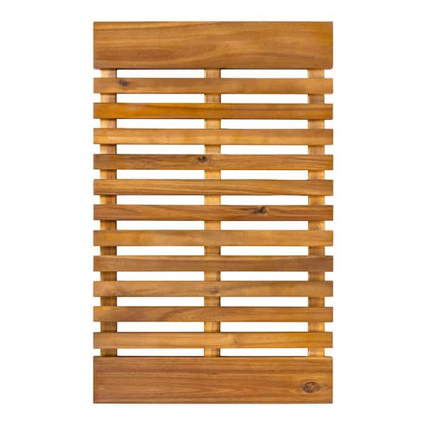 Paige 20 in. W x 32 in. L Brown Modern Classic Acacia Wood Slat Natural Indoor/Outdoor Shower Mat