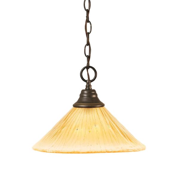 Unbranded Kingston 100-Watt 1-Light Dark Granite Bowl Mini Pendant Light with Glass Shade