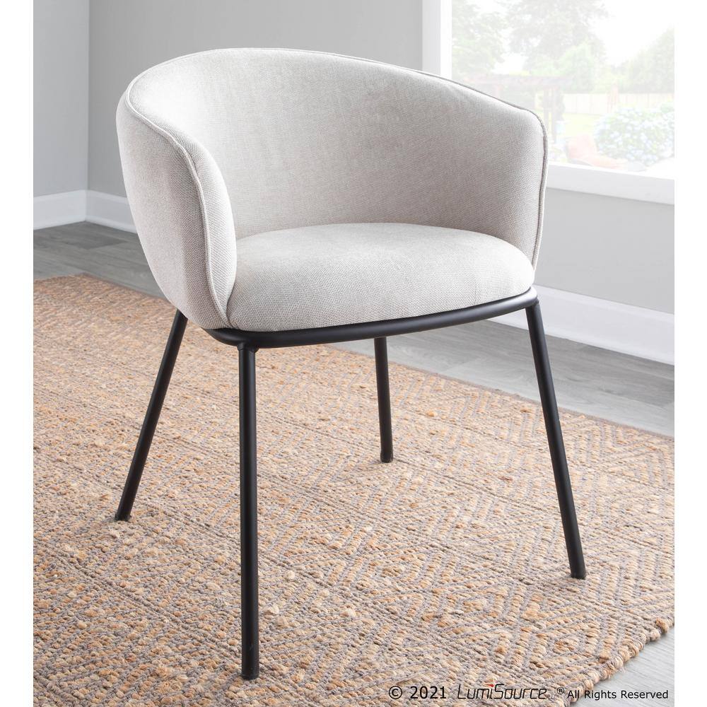 Cream Upholstered Arm Chair with Black Steel Frame