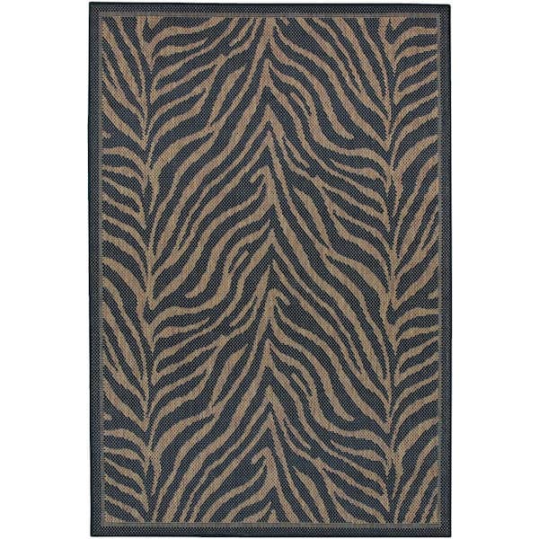 Unbranded Recife Zebra Black-Cocoa 9 ft. x 13 ft. Indoor/Outdoor Area Rug